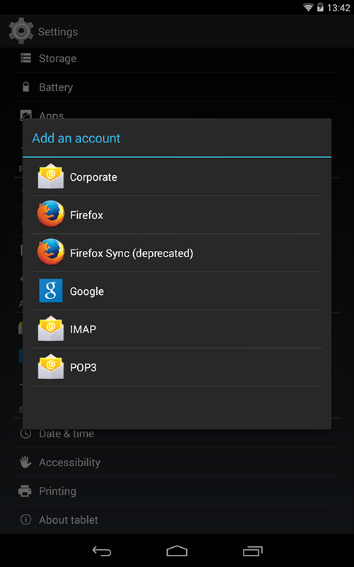 Android IMAP Add Account