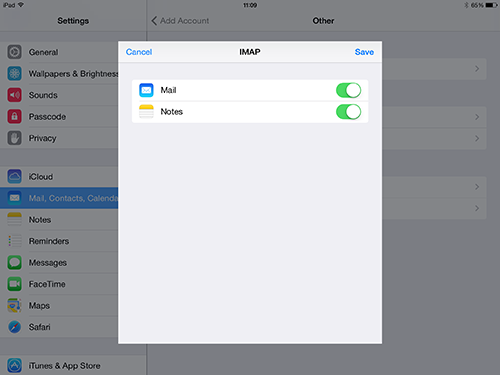 ios IMAP Account Added