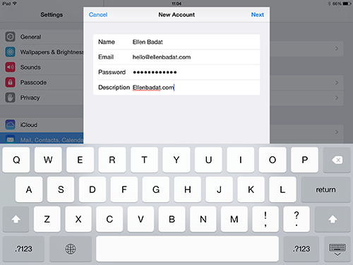 IOS Add Account IMAP Info