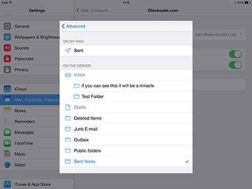 ios IMAP Advanced Sent