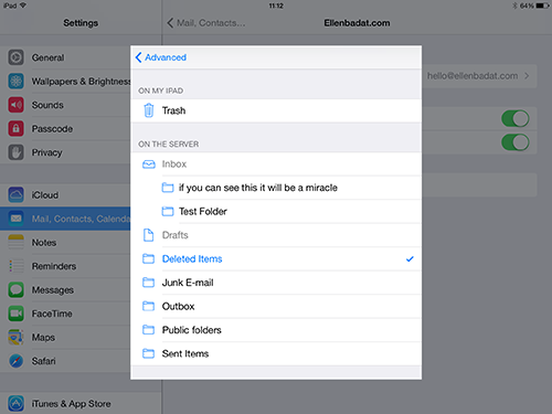 ios IMAP Advanced Trash