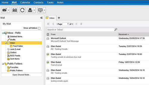 IMAP Web App Main Screen